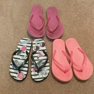 Three pair of girls flip-flops size 12-13